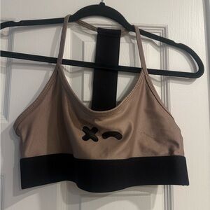 RUMBLE BOXING TAN AND BLACK SPORTS BRA